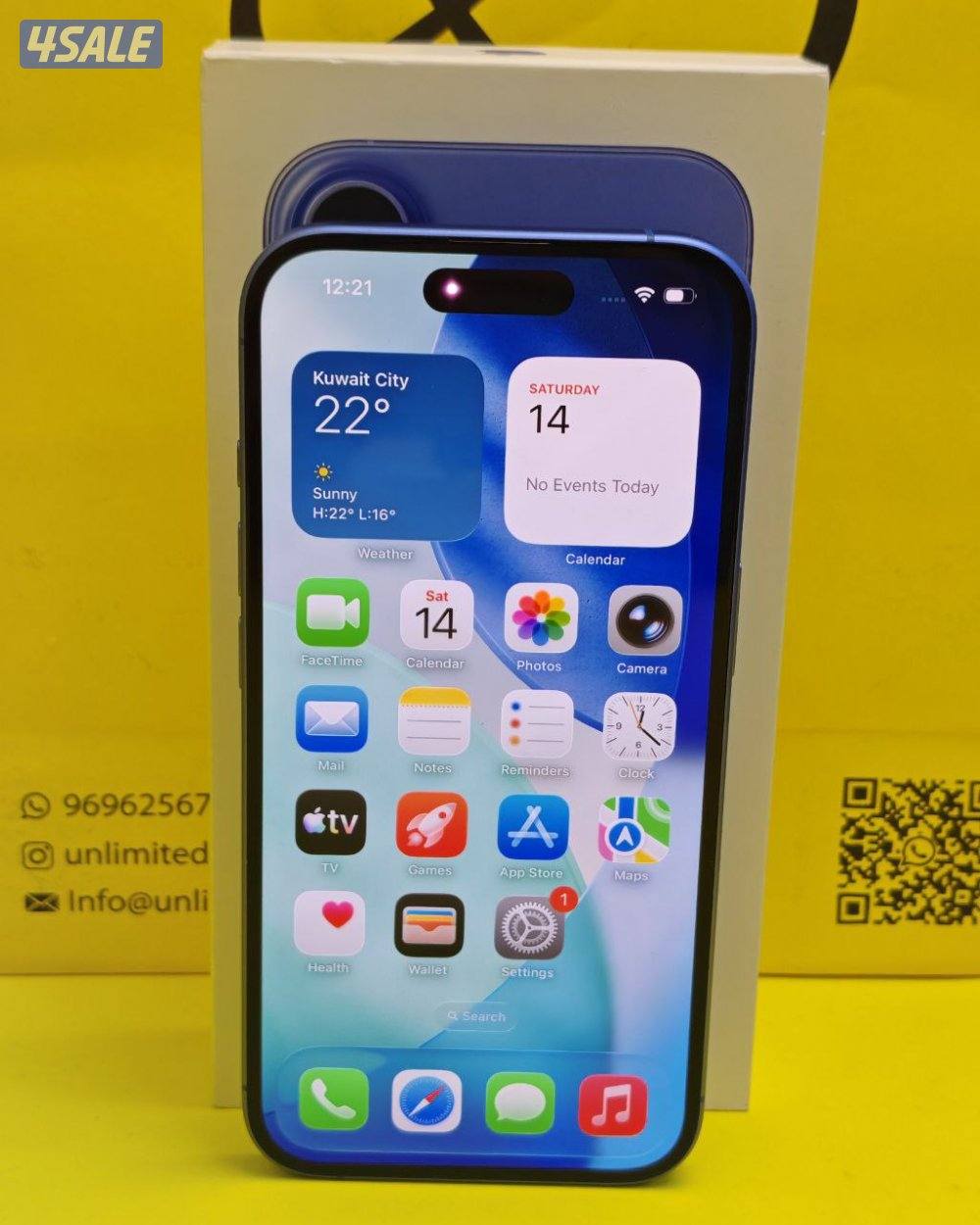 ايفون 16 – 128 جيجا أزرق الترامارين نسبة البطارية 100% مستعمل كالجديد5