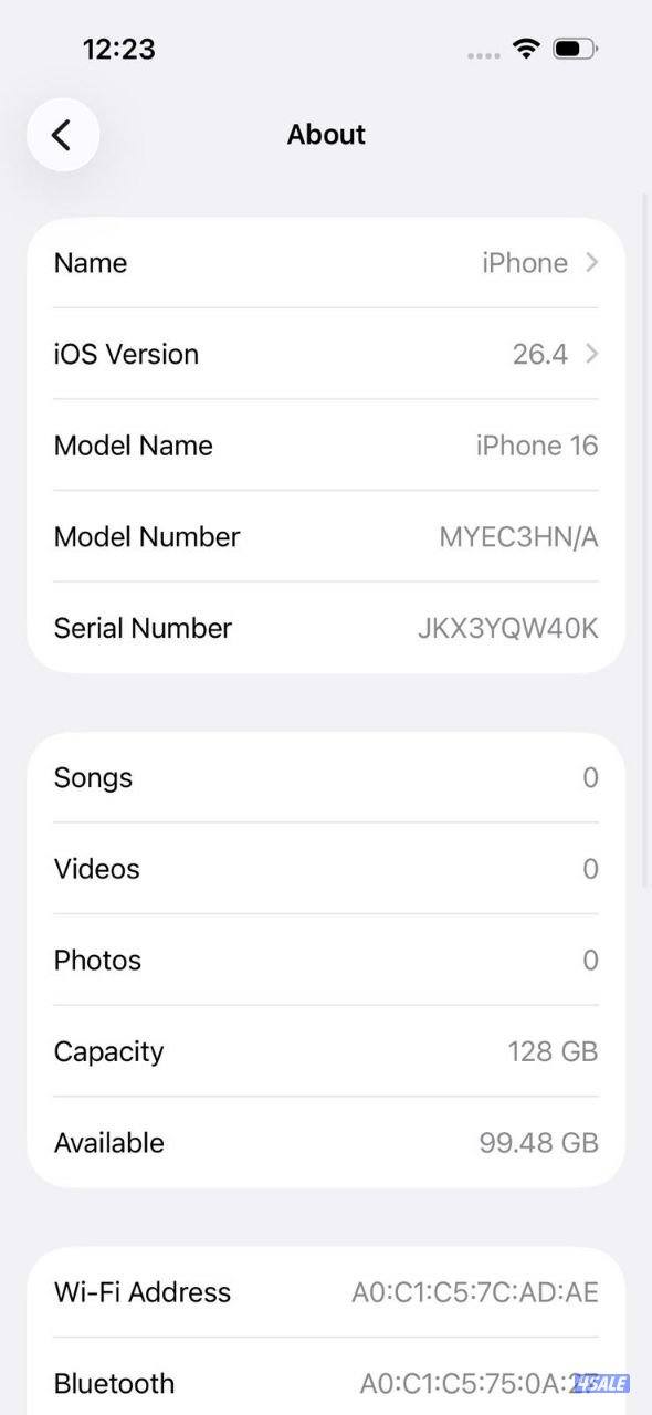 ايفون 16 – 128 جيجا أزرق الترامارين نسبة البطارية 100% مستعمل كالجديد8