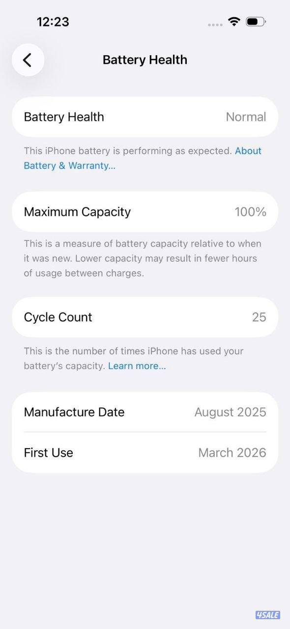 ايفون 16 – 128 جيجا أزرق الترامارين نسبة البطارية 100% مستعمل كالجديد7