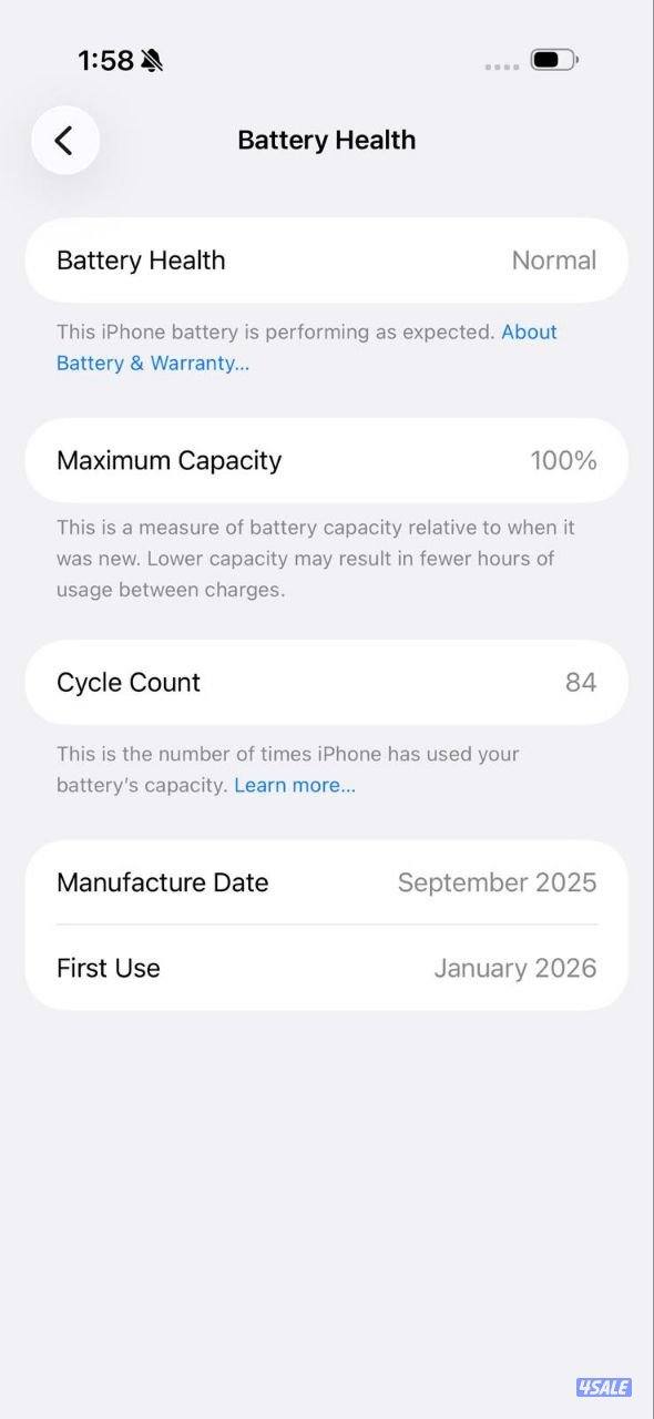 ايفون 17 اير – 512 جيجا – ذهبي فاتح نسبة البطارية 100% مستعمل كالجديد11