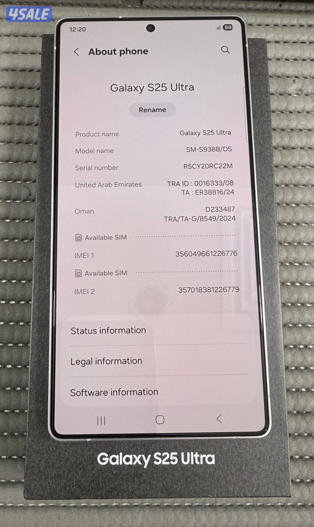 Samsung Galaxy S25Ultra 512GB Silver Blue Used.8