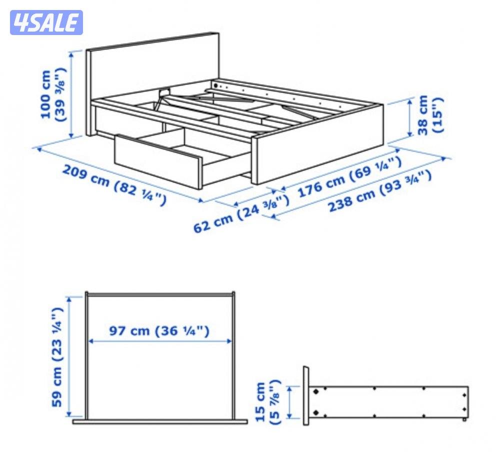 Ikea Bed frame + bed side table                           Bed =160*2004
