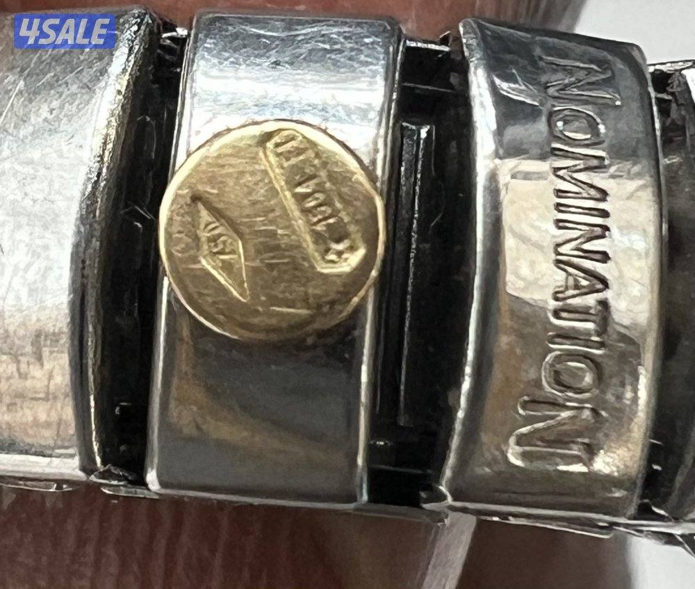 سوار نومينيشن إيطالي أصلي - ذهب 18K وأحجار أميثيست طبيعية1