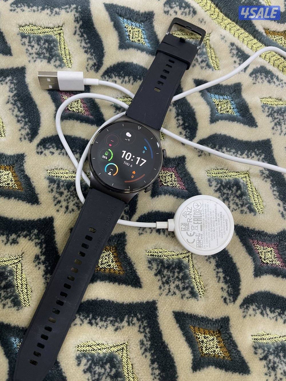 ساعة هواوي برو 2 نظيفة وشغالة تمام مقاس 46 مع واير الشحن الاصلي0