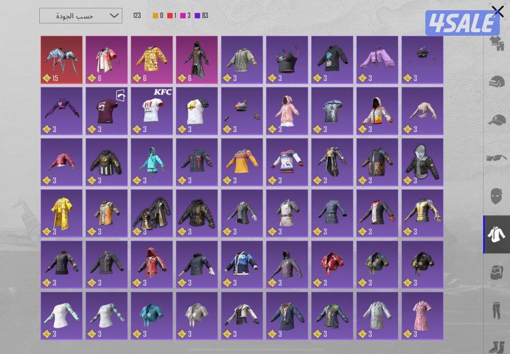 للبيع على السوم ببجي عالمية 302 ميثك و77 سلاح6