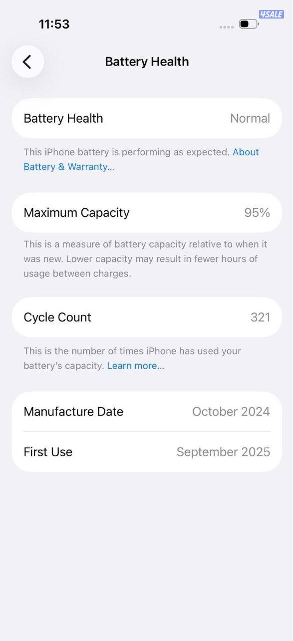 ايفون 16 برو – 512 جيجا – تيتانيوم طبيعي – نسبة البطارية 95% – مستعمل7