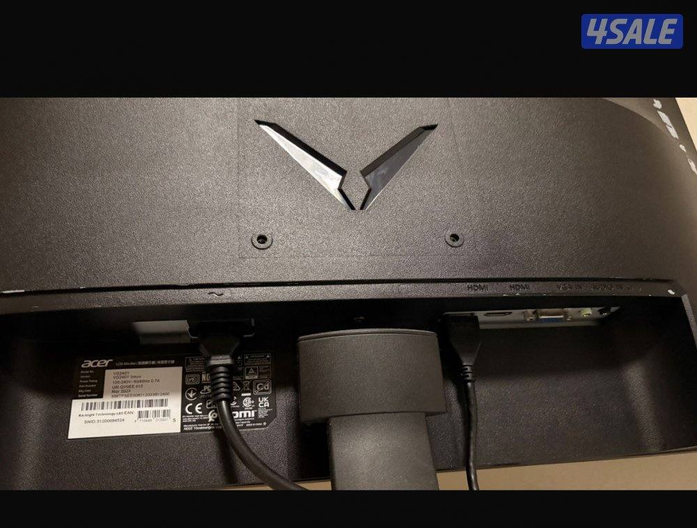 شاشة قيمنق من acer سليم ١٠٠ ٪؜ مع الكرتون ٢٤ بوصه الهيرتز٧٥2