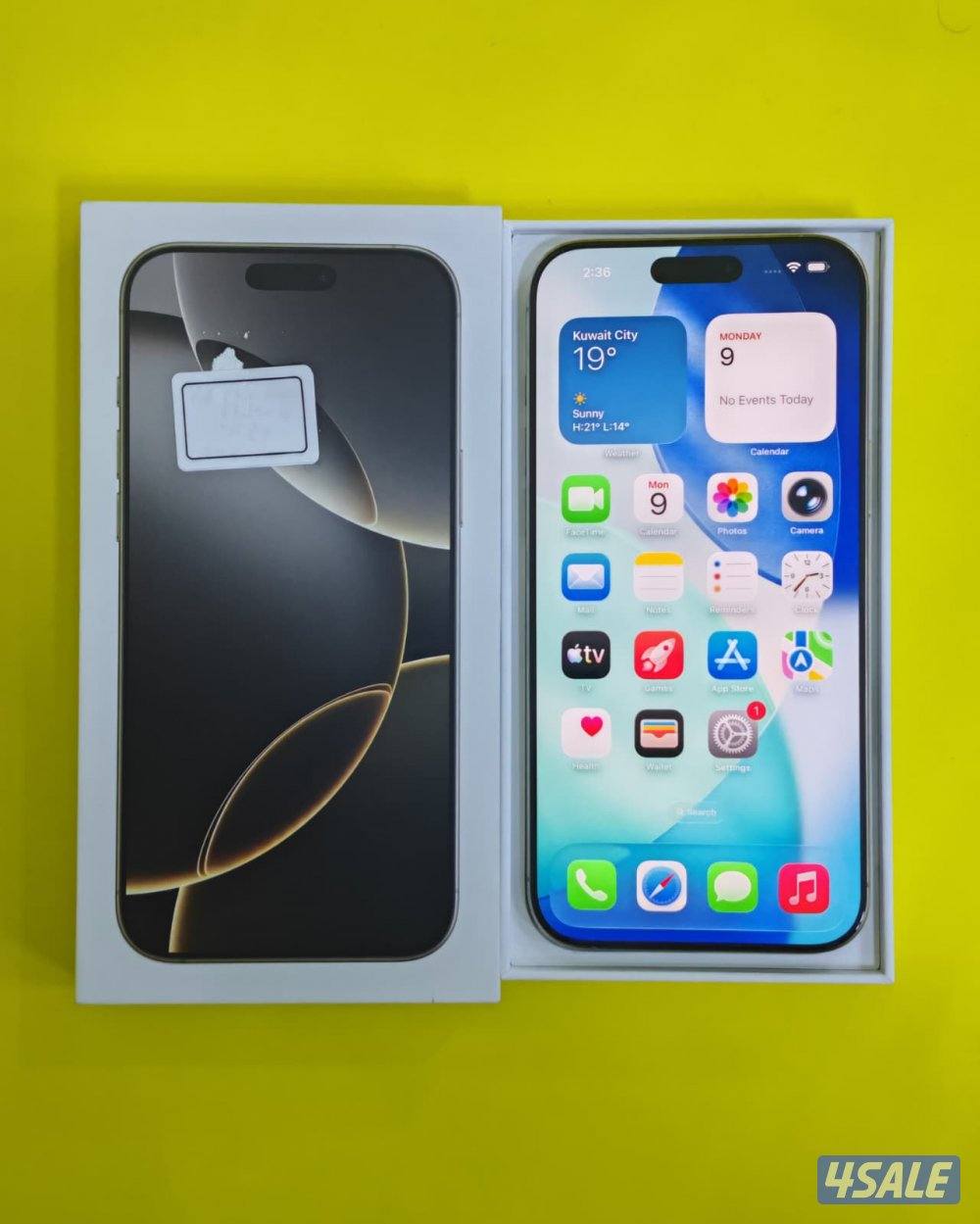 ايفون 16 برو ماكس – 512 جيجا – تيتانيوم طبيعي – نسبة البطارية 89% – مس1