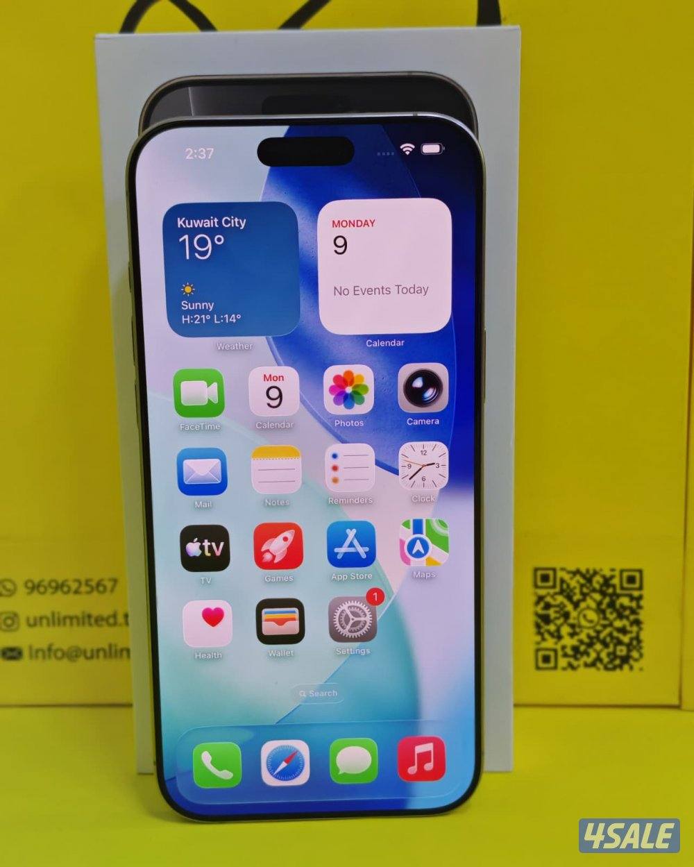 ايفون 16 برو ماكس – 512 جيجا – تيتانيوم طبيعي – نسبة البطارية 89% – مس5