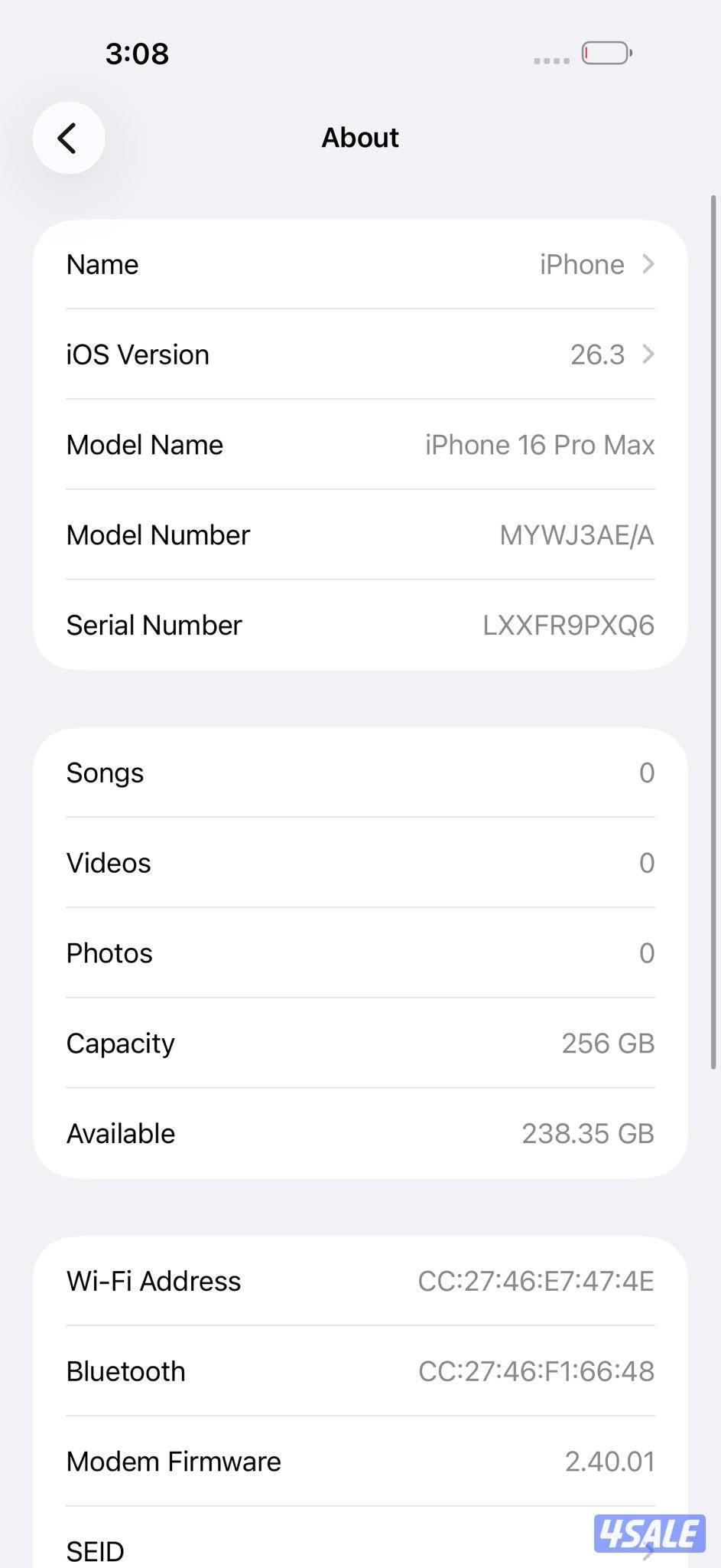 ايفون 16 برو ماكس 256 جيجا تيتانيوم صحراوي البطارية 92% مستعمل كالجديد3