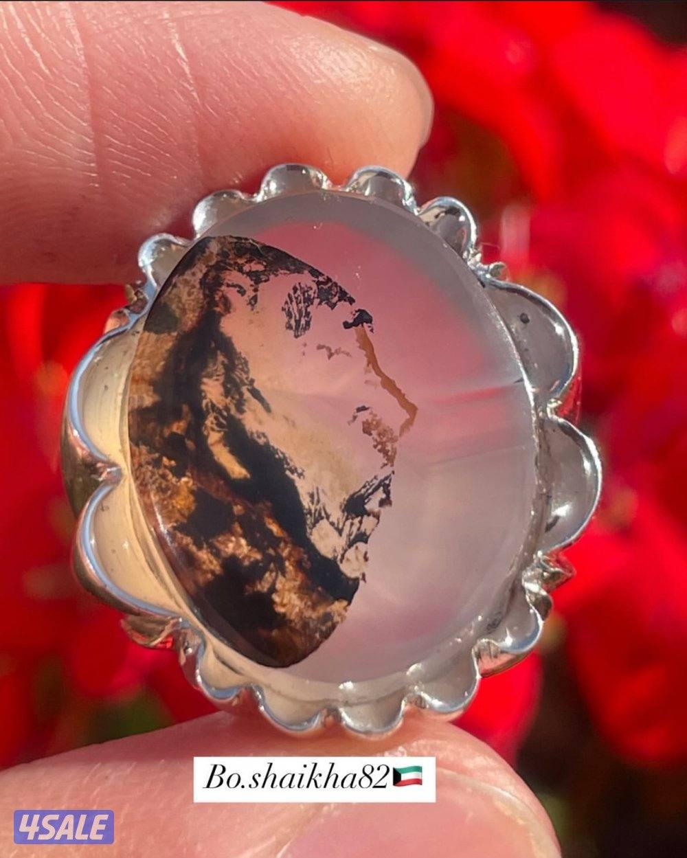 خاتم عقيق مصور طبيعي من النوادر 7-5-9-5-7-9-7-90