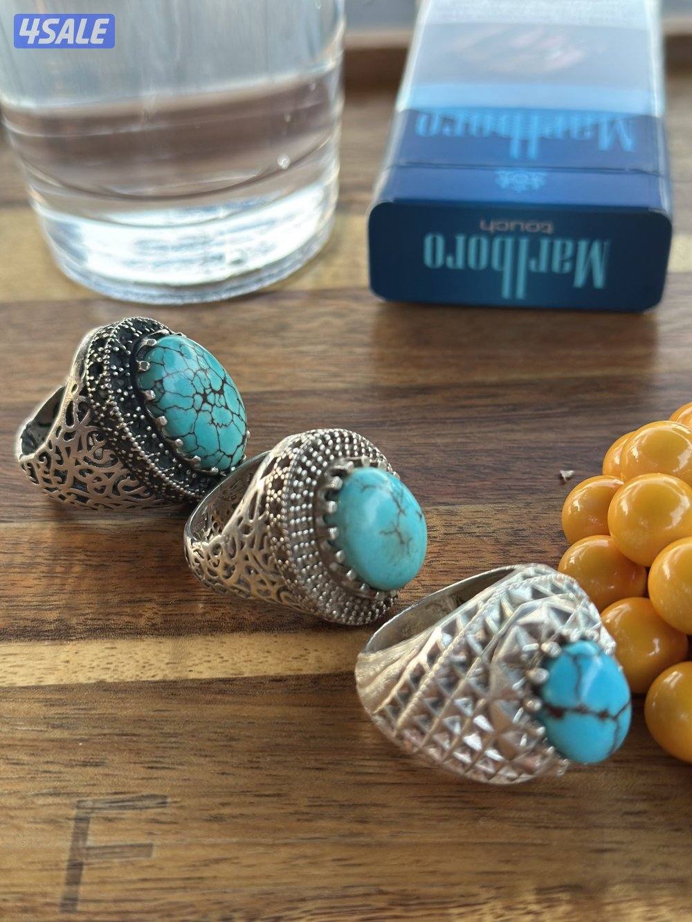 للبيع خواتم فيروز صياغات مميزه وفضه ثقيله نوادر الواحد ب ٣٠0