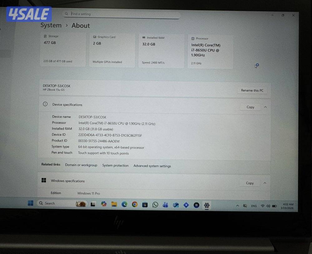 HP ZBook 15u G5 for Sale – Excellent Condition3