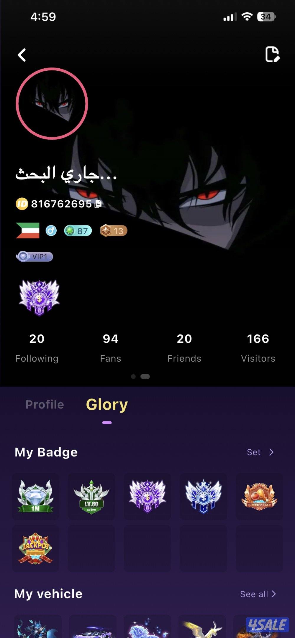 للبيع حساب PARTY STAR , بارتي ستار0