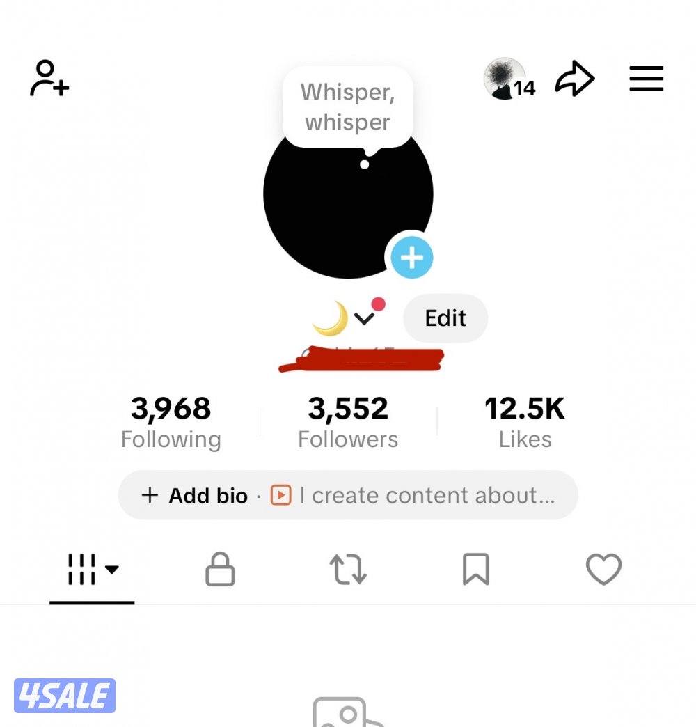 حساب تيك توك 3552 الف متابع و 12.500k لايك0