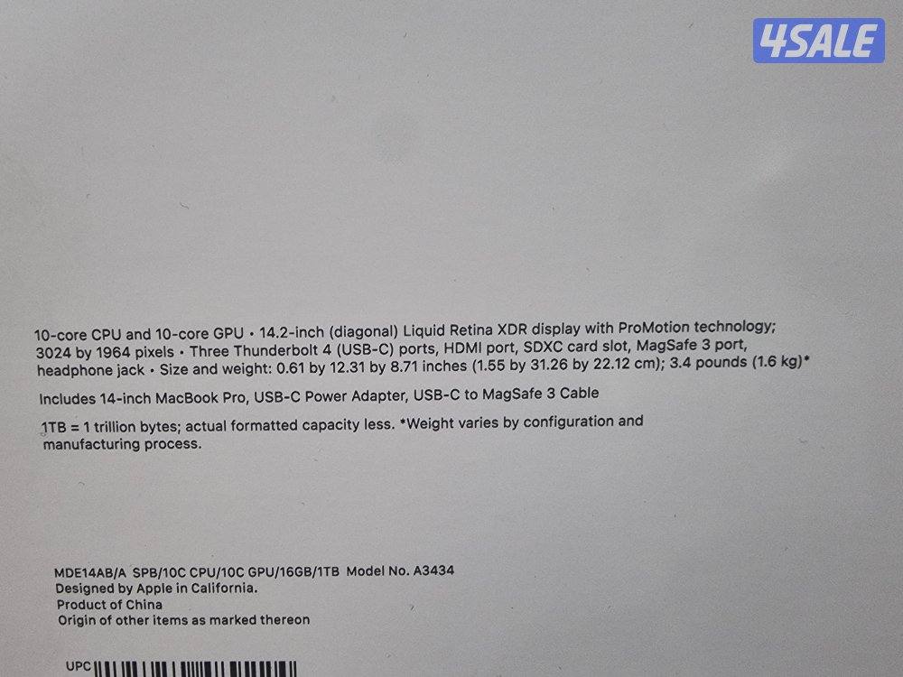 للبيع ماك بوك برو M5 ١٤ شاشة ١ تيرا SSD ١٦ رام جديد كفالة ١سنة بلكرتون2