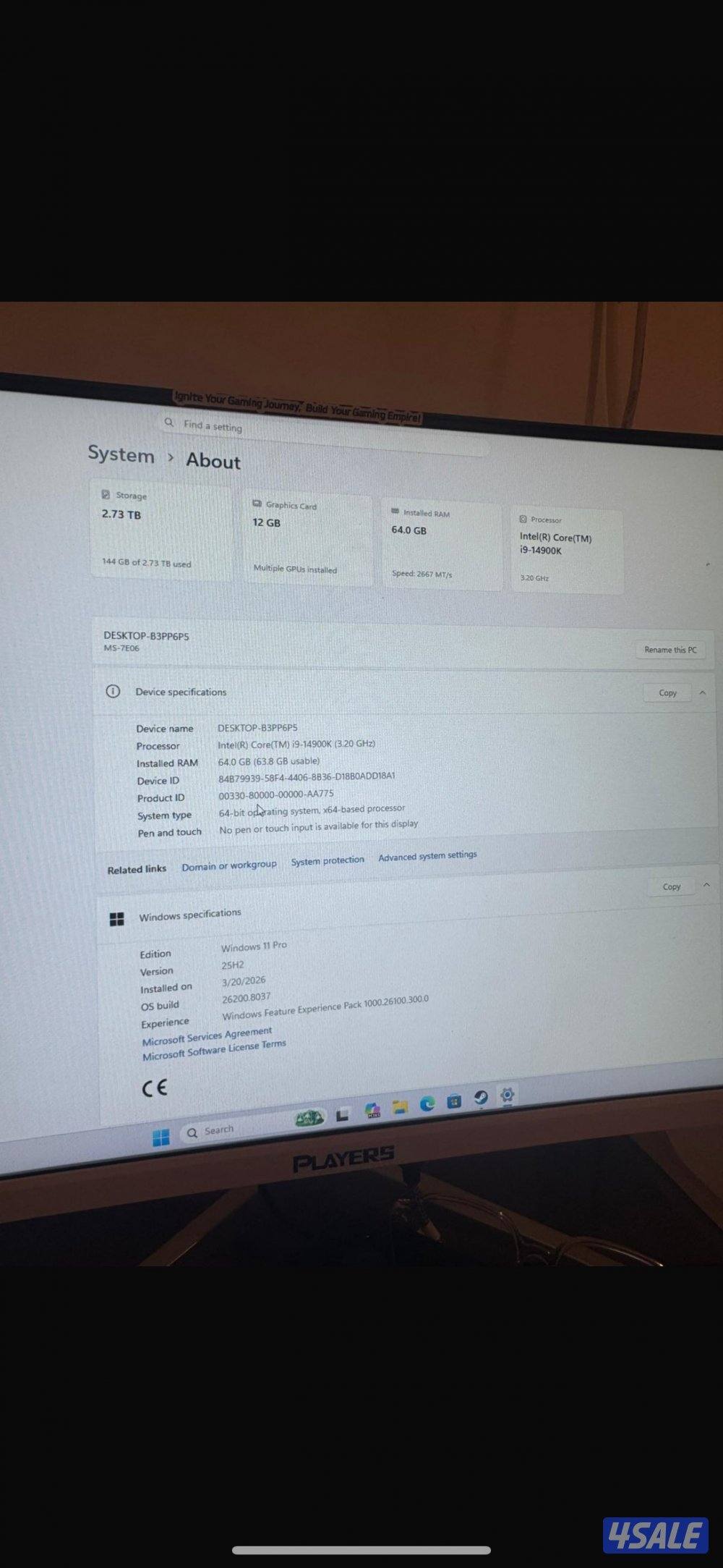 للبيع بي سي i9/14900k1