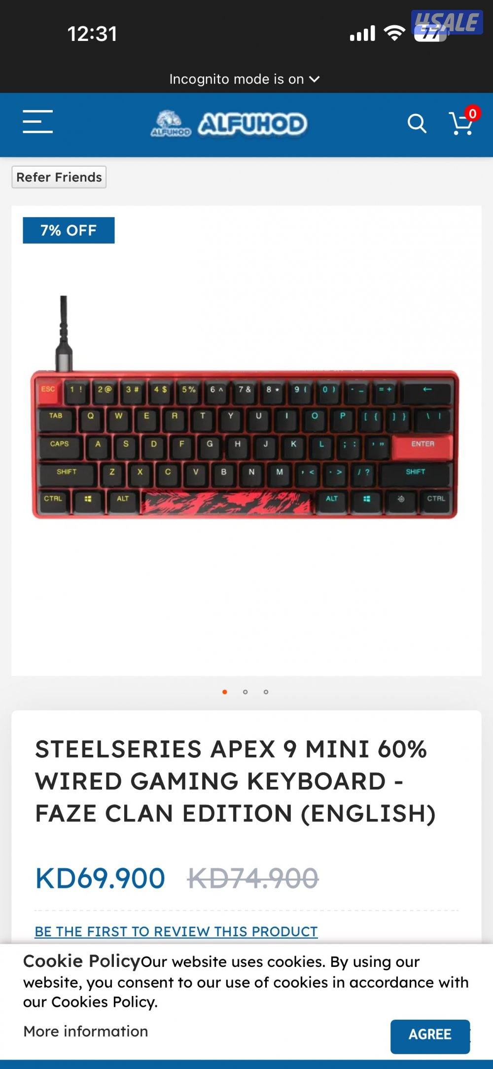 Gaming keyboard Steel series apex 9 faze edition1