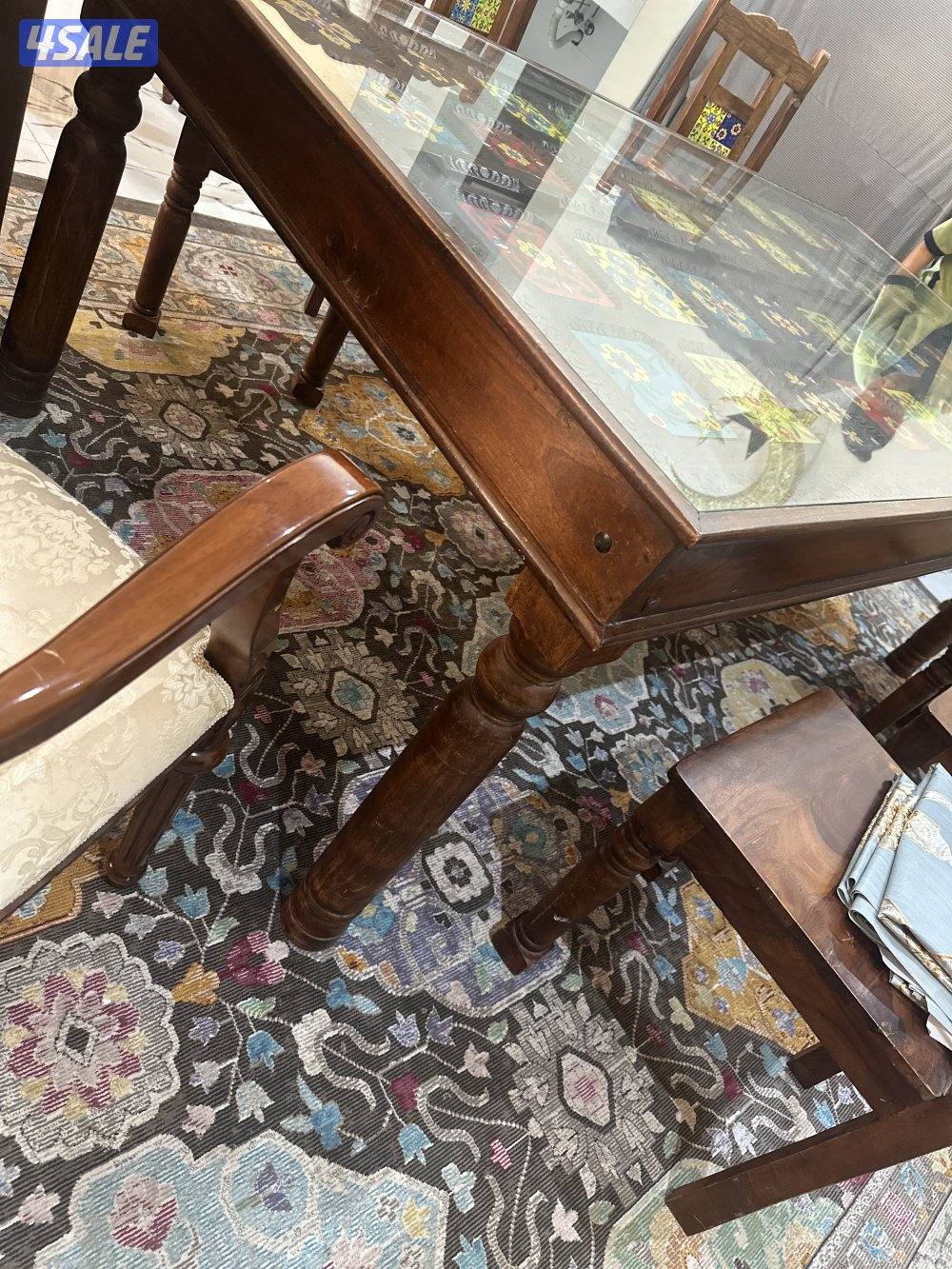 طاولة طعام وبوفيه خشب هندي فخم جدا قوي أصلي مع ٨ كراسي أنيقه مريحه2