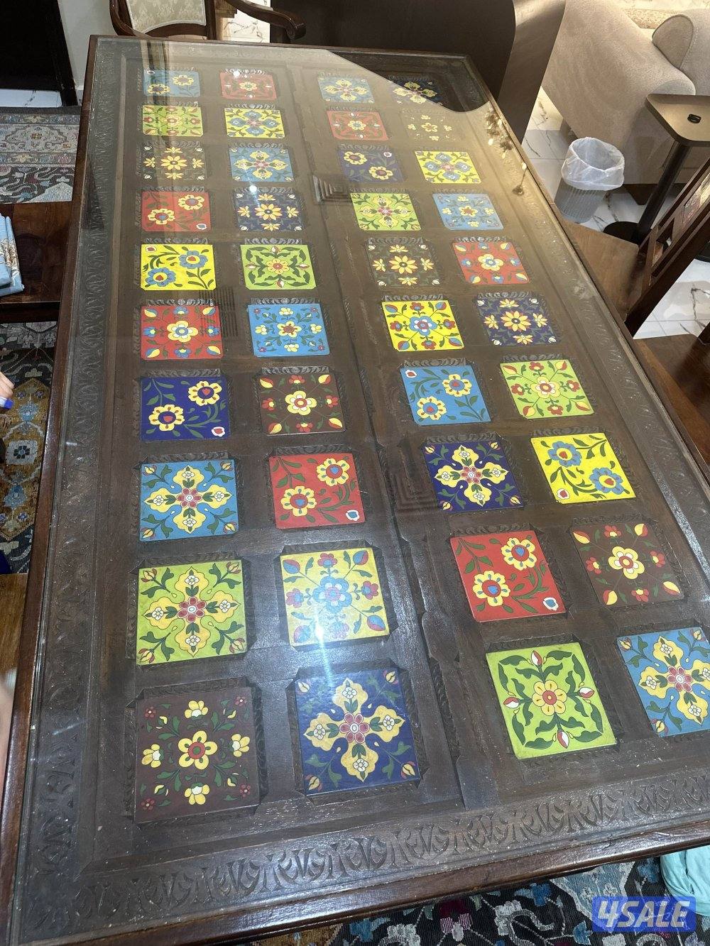 طاولة طعام وبوفيه خشب هندي فخم جدا قوي أصلي مع ٨ كراسي أنيقه مريحه4