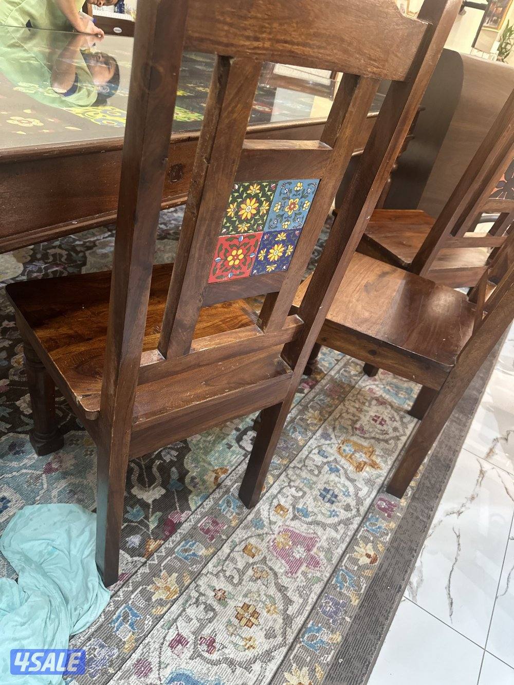 طاولة طعام وبوفيه خشب هندي فخم جدا قوي أصلي مع ٨ كراسي أنيقه مريحه5