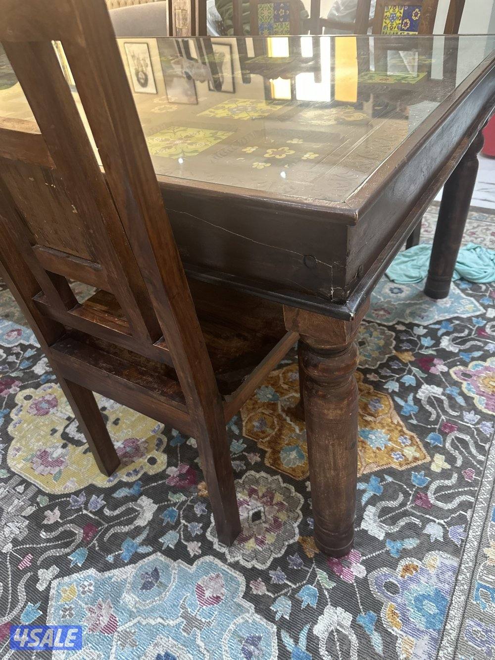 طاولة طعام وبوفيه خشب هندي فخم جدا قوي أصلي مع ٨ كراسي أنيقه مريحه6