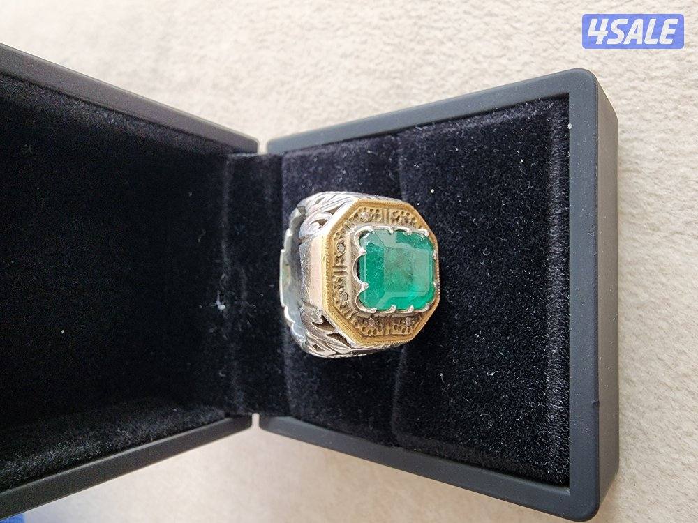 خاتم ملكي مميز من الزمرد الزامبي الطبيعي والالماس6