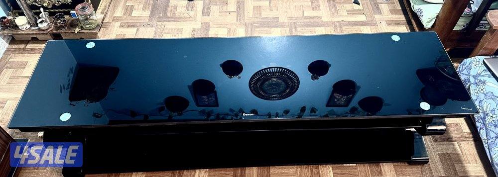 DIXON BLACK GLASS TOP TV TABLE, 3 months old, Like NEW, No scratches3