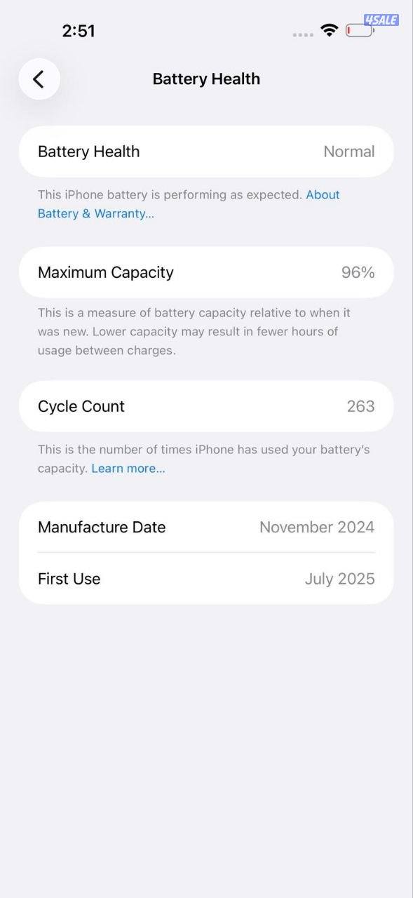 ايفون 16 برو ماكس – 512 جيجا تيتانيوم أسود البطارية 96% مستعمل كالجديد9
