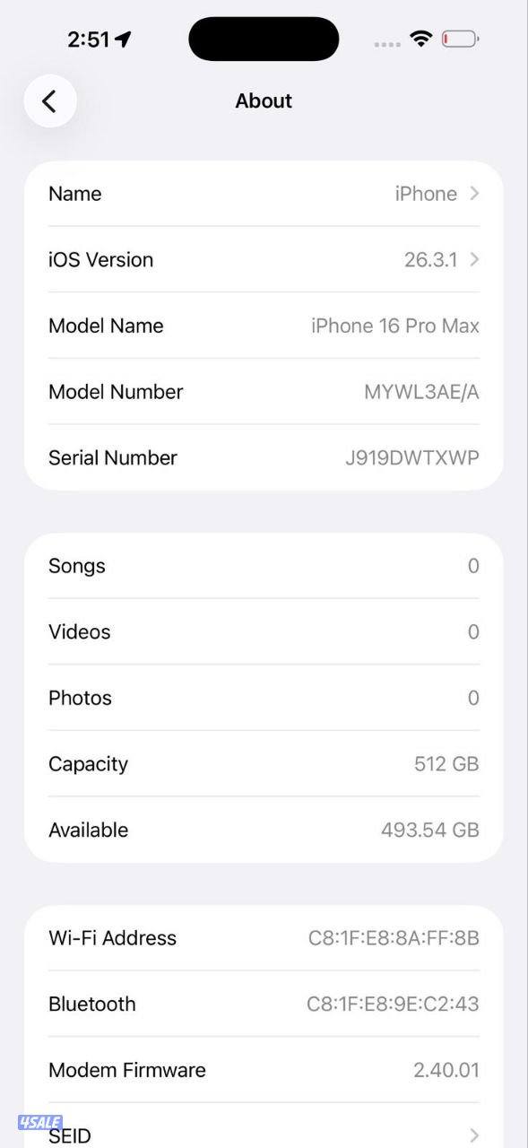 ايفون 16 برو ماكس – 512 جيجا تيتانيوم أسود البطارية 96% مستعمل كالجديد8