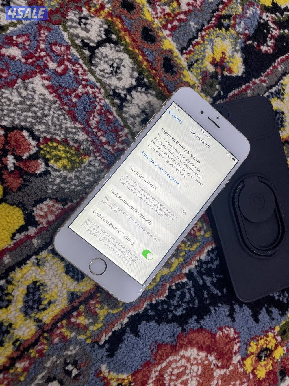 ايفون 6s نظيف 16 قيقا بطارية 78 نظيف وشغال تمام مع كفر6