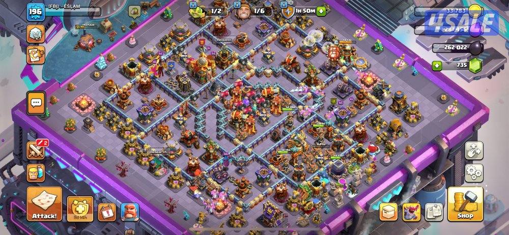 حساب كلاش اوف كلانز تاون ١٦ شبه ماكس2