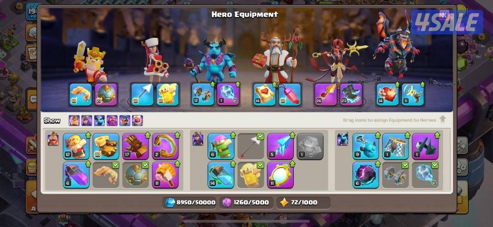 حساب كلاش اوف كلانز تاون ١٦ شبه ماكس1