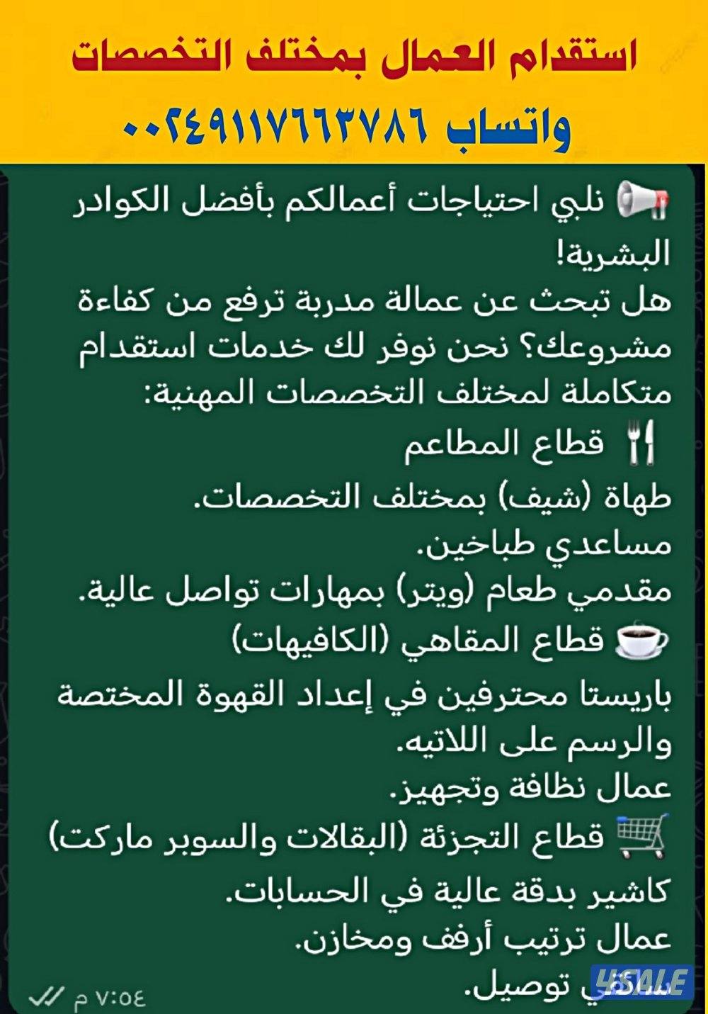 استقدام عمال بمختلف التخصصات0