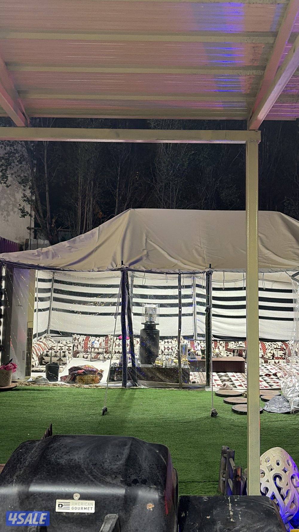 للبيع بيت شعر 8 في5 مع الاثاث جملون واجه شفاف جديد بي في سي مايخر  نها1