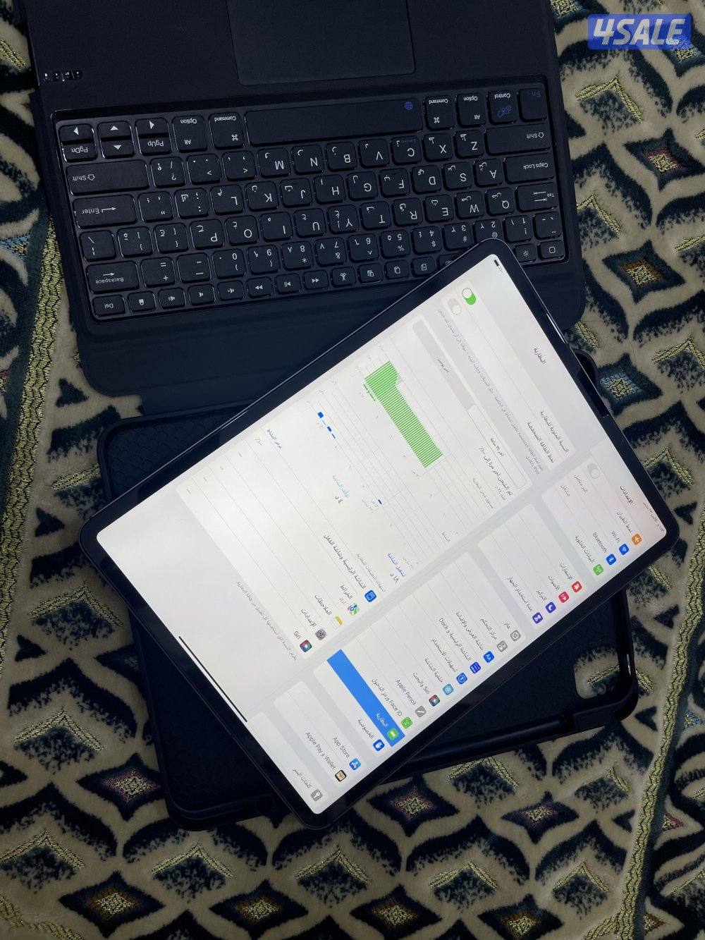 ايباد ابل برو 12.9 انش 128 قيقا شريحة بطارية 100 مع كيبورد6