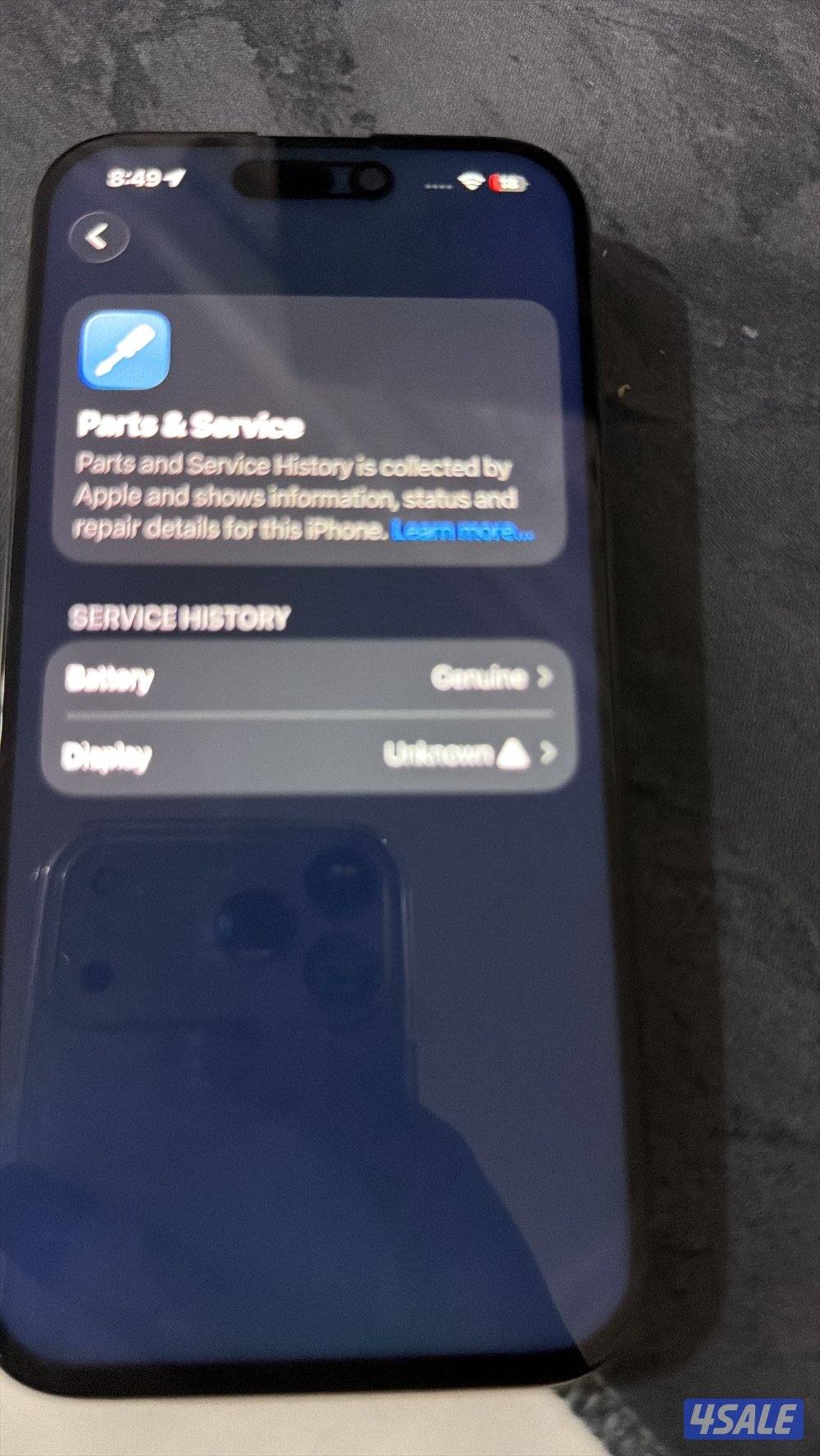 للبيع ايفون ١٥ برو مبدل شاشه درجه أولى بطاريه من آبل اصليه الجهاز نظيف4