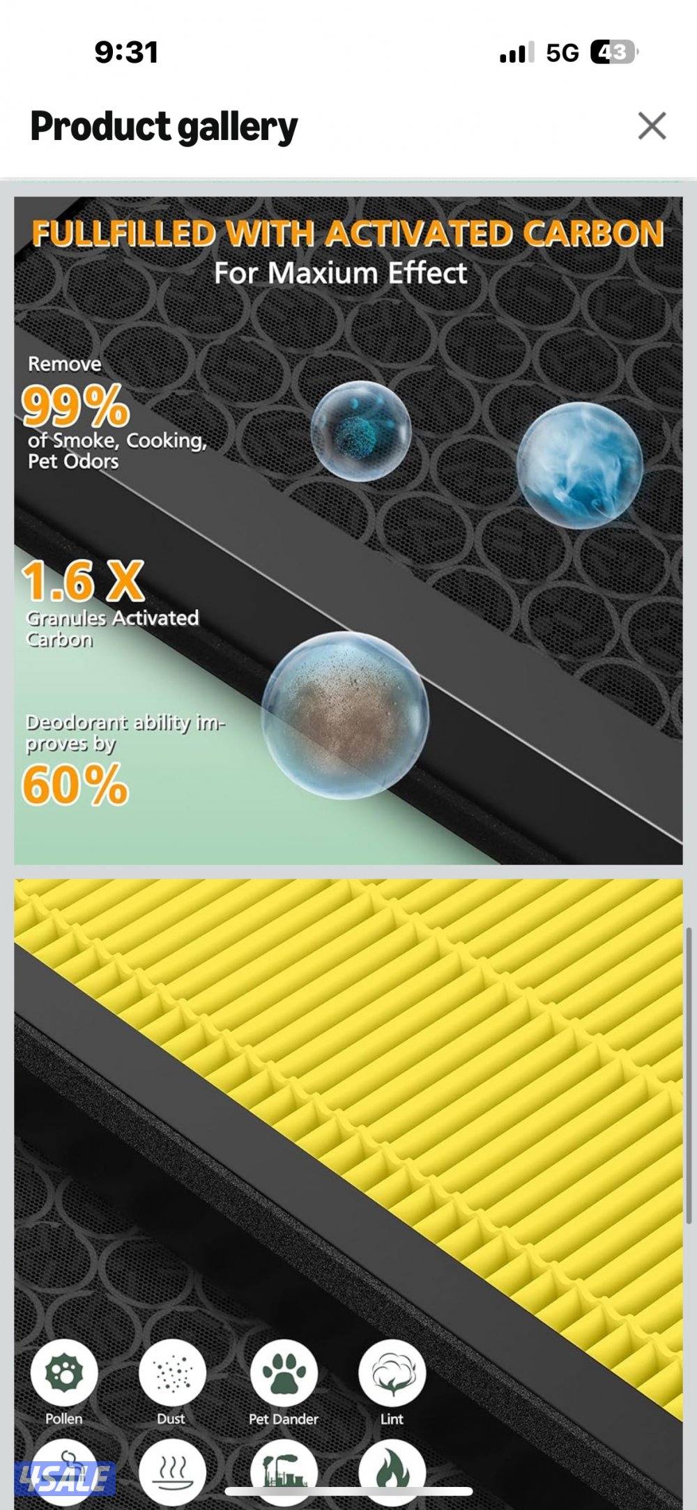 (٤ حبات) فلتر منقي هواء جديد غير مستخدم ابدا لجهاز Levoit2