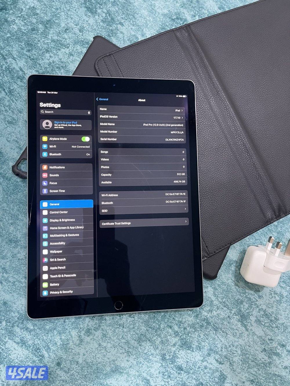 ايباد ابل برو 12.9 انش512 قيقا الجيل الثاني نظيف مو مفتوح ولا مصلح8