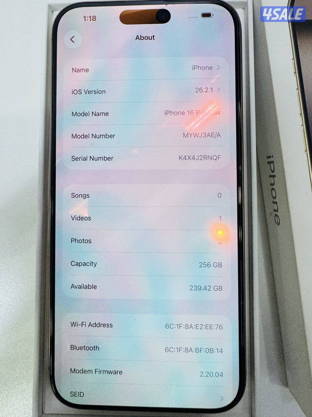 Iphone 16 promax 256gb 94% battery like brand new condition no scratch6