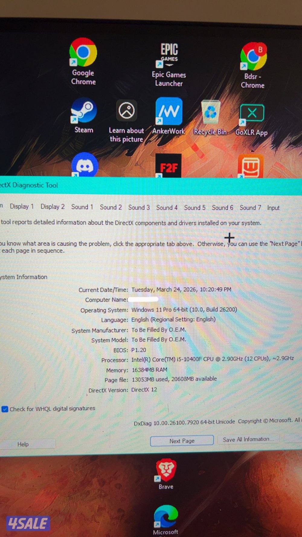 بيسي كامل بدون الماوس و الكيبورد ما يحتاجله شي التواصل واتس2