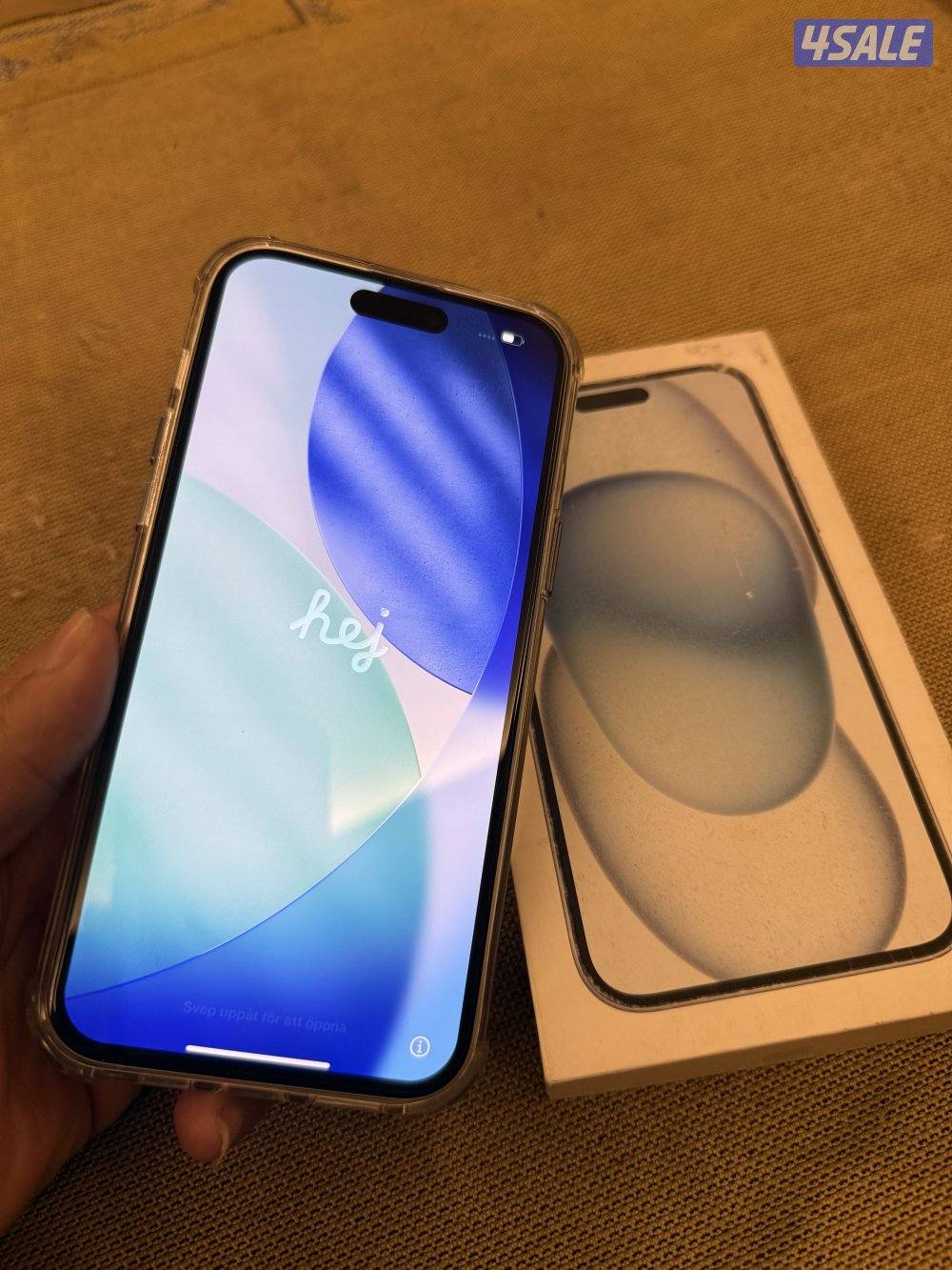 هاتف ايفون 15بلس مساحه 512جيجا بطاريه 89% مع الكرتون لايوجد اي زلغ0