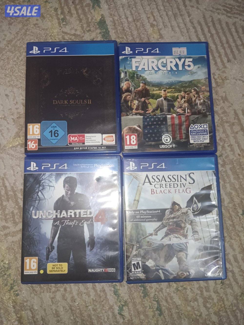 4 العابfar cry 4/uncharted 4/assassin's Creed black flag/playstation 40