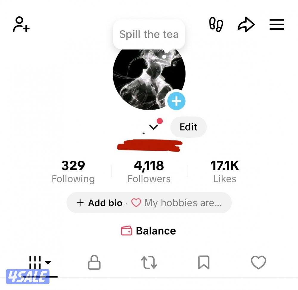 حساب تيك توك 4118 الف متابع و 17.1k لايك0