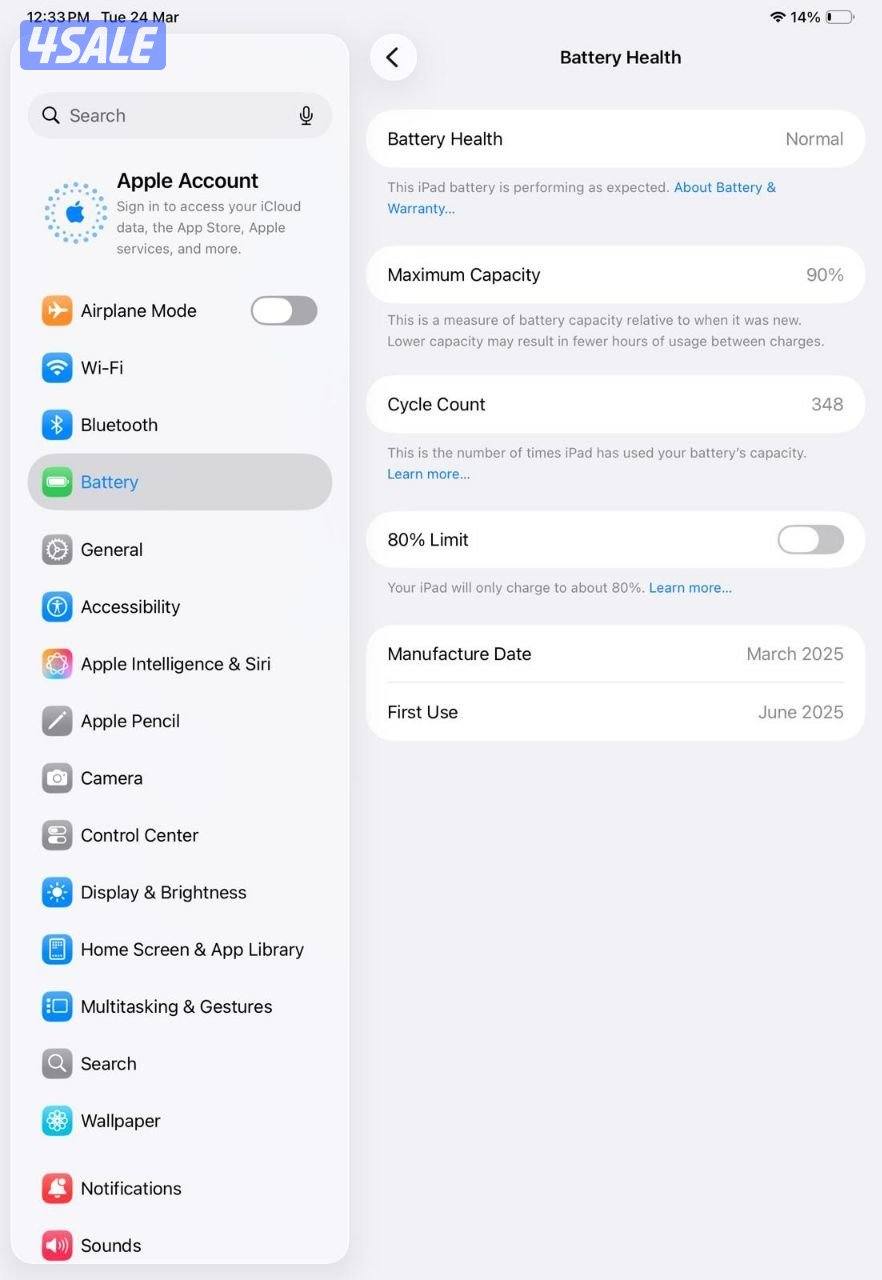آيباد برو 11 انش – 256 جيجا أسود – معالج M4 – واي فاي مستعمل كالجديد10