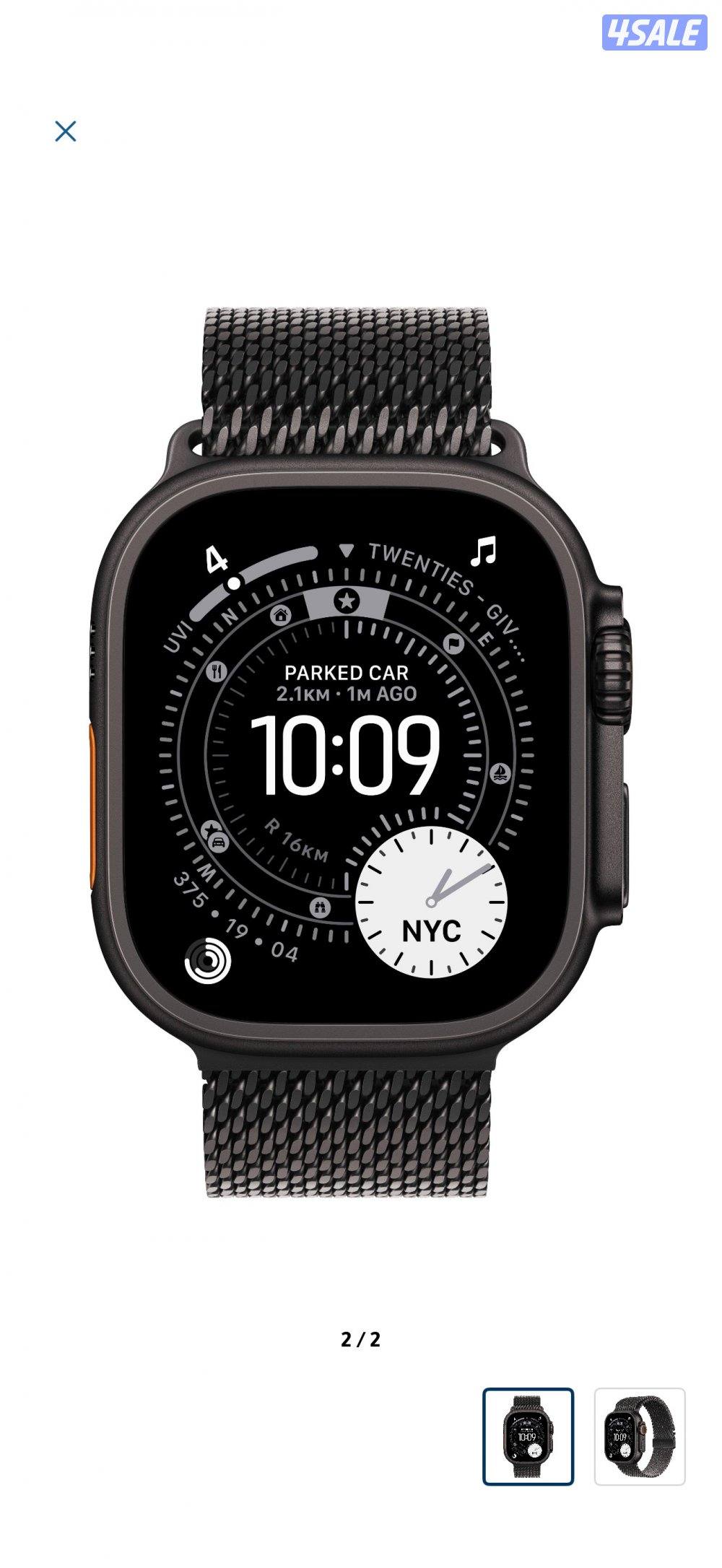 ساعة ابل الترا 3 تيتانيوم اسود سوار ميلانيز اسود M0