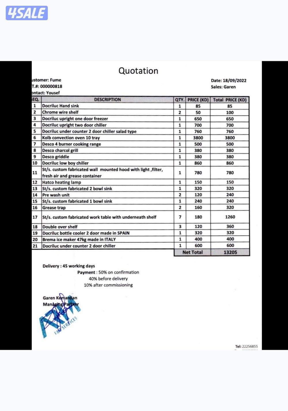 للبيع اجهزة مطعم كامل بيعه سريعه9
