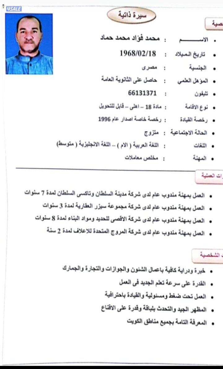 مخلص  معاملاة  يطلب عمل  خبره في تخليص  والعمل اونلاين لدى رخ1