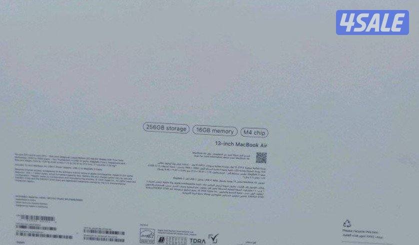 MACBOOK AIR13.6 M4 16RAM 256SSD للبيع مشحون 5مرة1