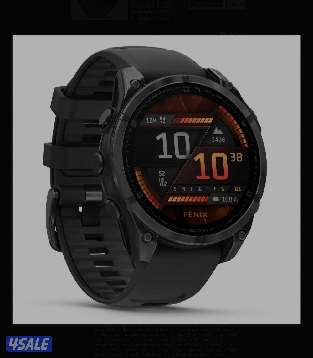 ساعه جارمن fenix 8 شبه جديده استعمال شهر سعر الشراء 2700